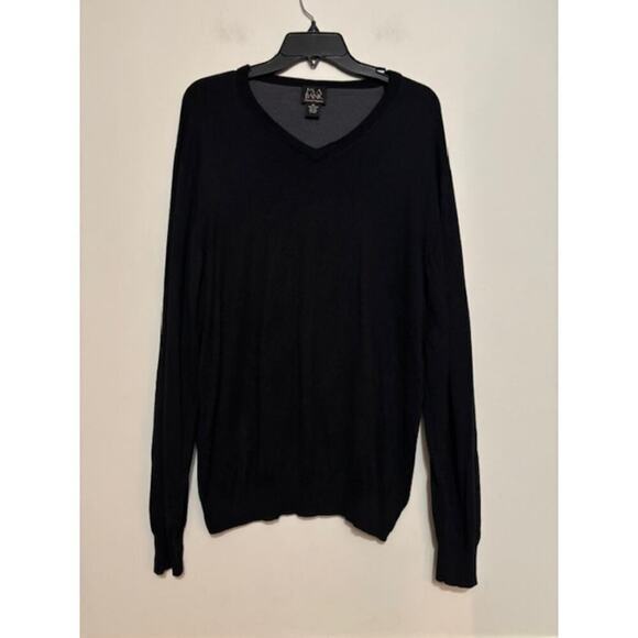 Jos A Bank Signature Men's Sweater 100% Silk XL Black V-Neck Pullover Golf - Picture 1 of 5
